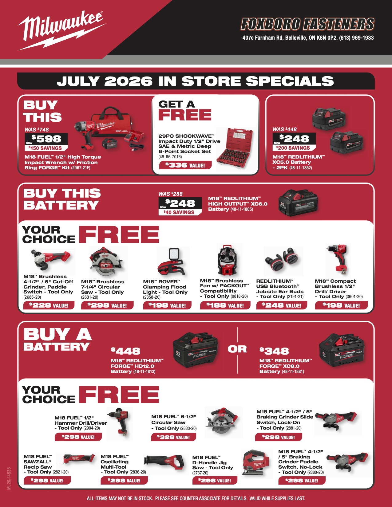 July Milwaukee in Store Flyer